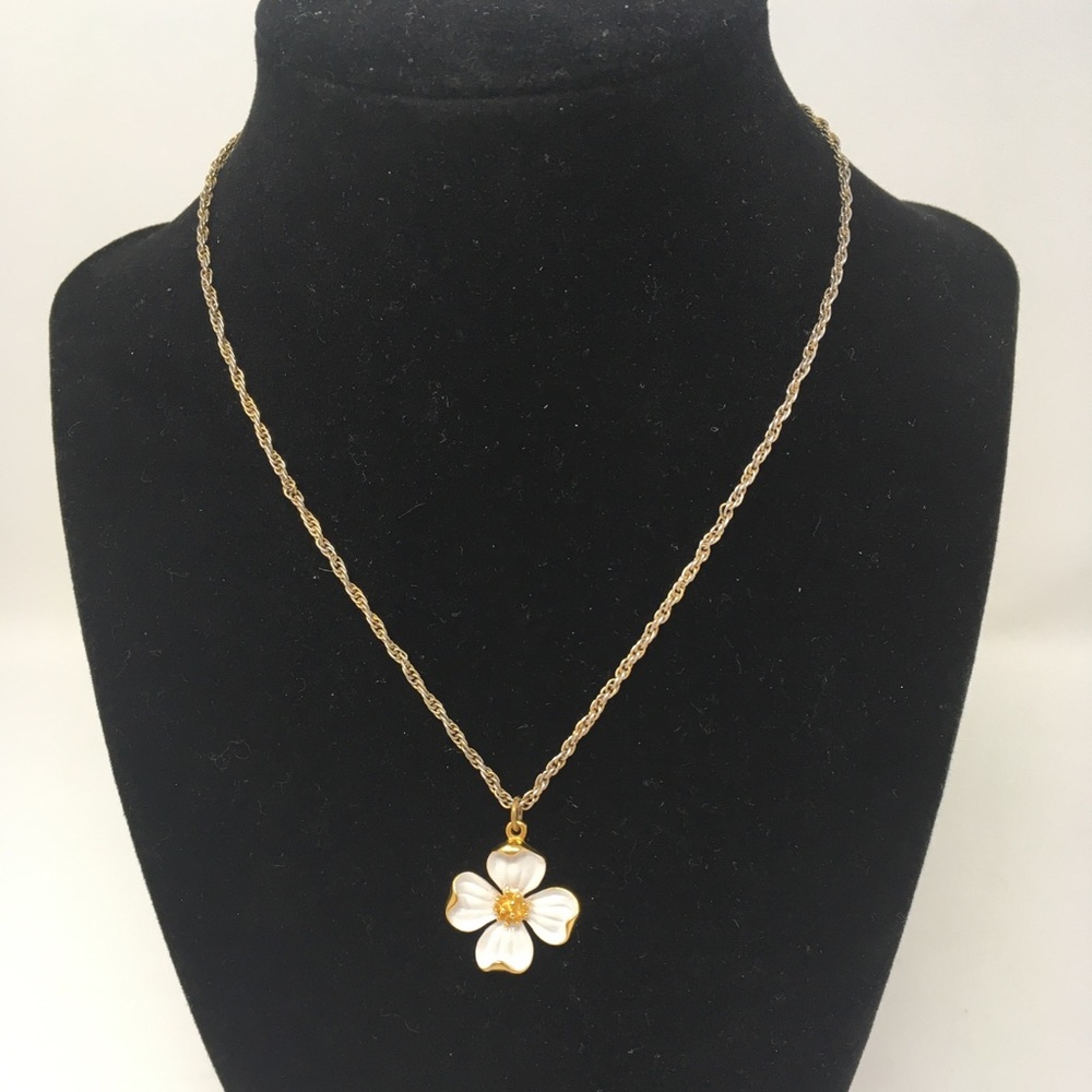 Vintage necklace with dogwood flower petal